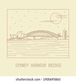 Mono line illustration of Sydney Harbour Bridge in Australia