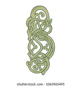 Mono line illustration of an urnes snake with extended stomach on isolated background.