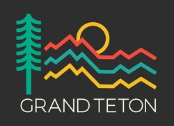 Mono Line Illustration Of Wyoming Grand Teton National Park