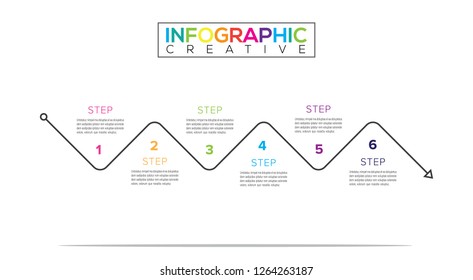 Mono line infographic business design template with steps. Can be used for process diagram, presentations, workflow layout, flow chart, info graph