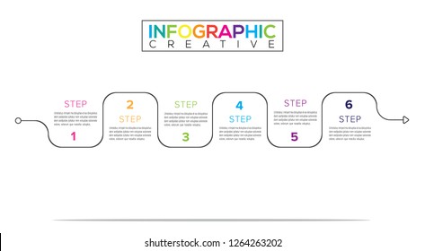 Mono line infographic business design template with steps. Can be used for process diagram, presentations, workflow layout, flow chart, info graph