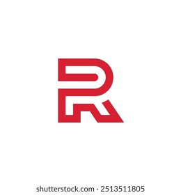 Mono line Letter R Logo design vector template