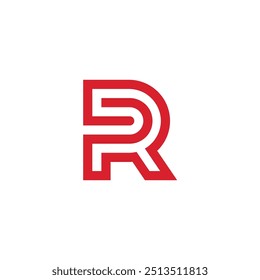 Mono line Letter R Logo design vector template