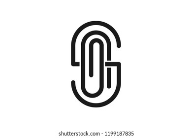 Mono Line letter S and document clip Logo Designs Inspiration Isolated on White Background