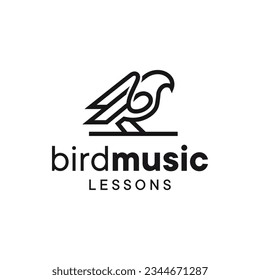 Mono line logo combination of bird and musical note. It is suitable for use as a music course logo or something like that.