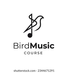 Mono line logo combination of bird and musical note. It is suitable for use as a music course logo or something like that.