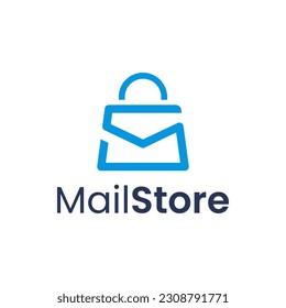 Combinación del logotipo de la línea de Mono de M, S, correo y bolsa de compras. Es adecuado para su uso como logotipo de tienda.