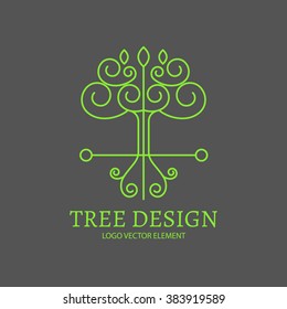 Mono Line Logo Design. Tree Nature Element. Plant, Nature and Eco Template. Vector illustration