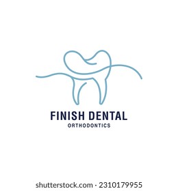 Mono line logo illustration of a band and teeth. It is suitable for use as a dental health logo.