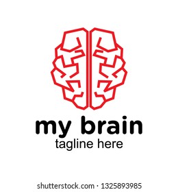 mono line or monogram brain logo design inspiration, clip art vector