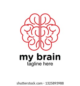mono line or monogram brain logo design inspiration, clip art vector