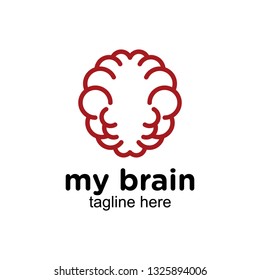 mono line or monogram brain logo design inspiration, clip art vector