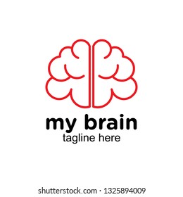 mono line or monogram brain logo design inspiration, clip art vector