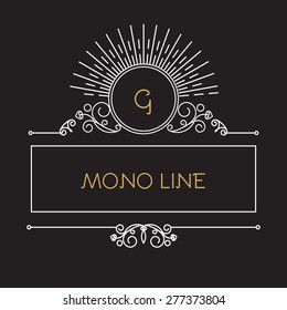 Mono line monogram &  logo template. Elegant frame. Vector illustration