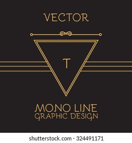 Mono line monogram & logo template. Elegant frame. Vector illustration