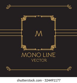 Mono Line Monogram & Logo Template. Elegant Frame. Vector Illustration