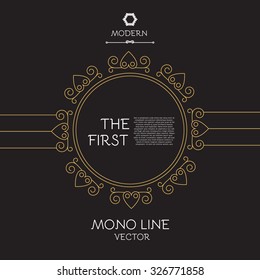 Mono line monogram & logo template. Elegant frame. Vector illustration