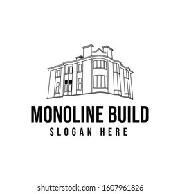 mono line old building logo Ideas. Inspiration logo design. Template Vector Illustration. Isolated On White Background