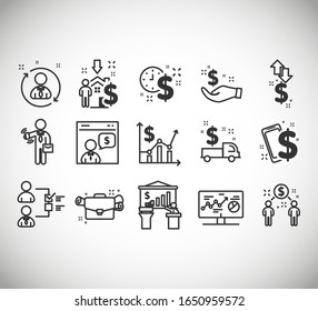 Mono line pictograms and infographics design elements. Modern thin line icons set of business economic development, financial growth. 
