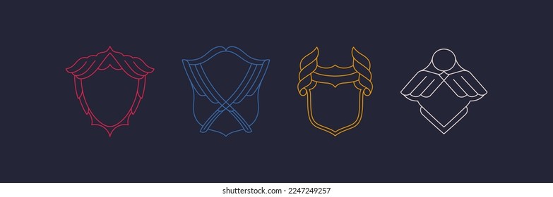Mono line retro style badges. Design blanks for emblems and labels. Modern minimalistic style. Vector template