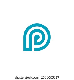 Mono line Round Letter P logo design vector template