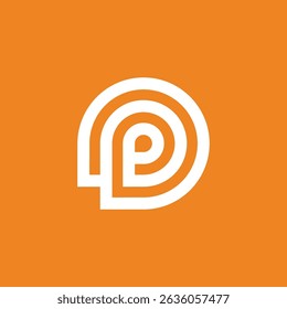 Plantilla de Vector de diseño de logotipo de letra P redondeada en línea mono