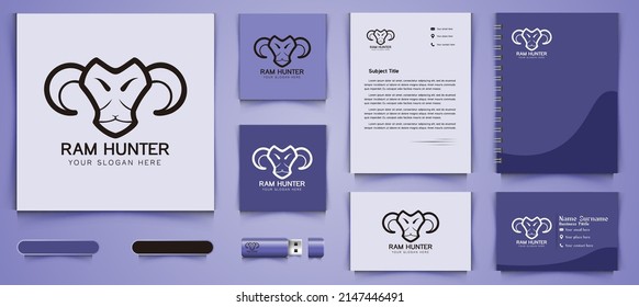 Einzeilige Schafe, Ziegenkopf-Logo und Vorlage für die Markendarstellung Designs Inspiration einzeln auf weißem Hintergrund