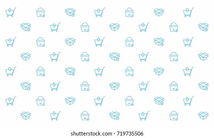 Mono line Shopping Element Icon Pattern Background for Web Banner, Landing Page, Wallpaper