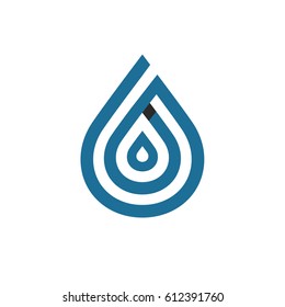 Mono line water drop logo. Monochromatic vector logotype.