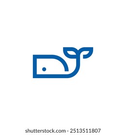 Mono line Whale logo design vector template