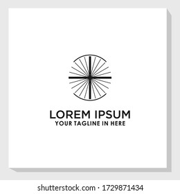 mono line wheel logo design template vector