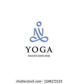 mono line yoga posture logo icon vector inspiration