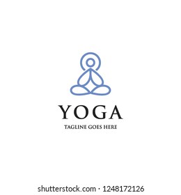 mono line yoga posture logo icon vector inspiration