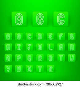 Mono lines style alphabetic fonts capital letter A,B,C,D,E,F,G,H,I,J,K,L,M,N,O,P,Q,R,S,T,U,V,W,X,Y,Z.Vector illustration.