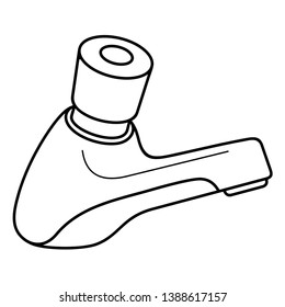 Mono mixer bathroom tap. Vector outline icon isolated on white background.
