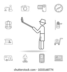 Mono pod Selfie Self Portrait line icon. Set of Tourism and Leisure icons. Signs, outline furniture collection, simple thin line icons for websites, web design, mobile app on white background