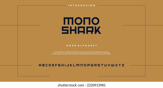 Mono Shark Abstract minimal modern alphabet fonts. Typography technology vector illustration