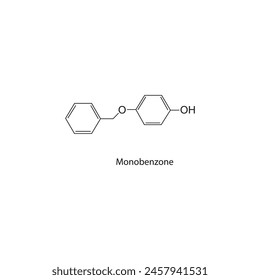 Tyrosinase-Inhibitor mit flacher skelettaler Struktur von Monobenzon zur Behandlung von Hyperpigmentierung. Wissenschaftliches Diagramm Vektorillustration.