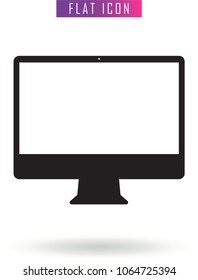 Monoblock Computer. Black. Flat Vector Icon