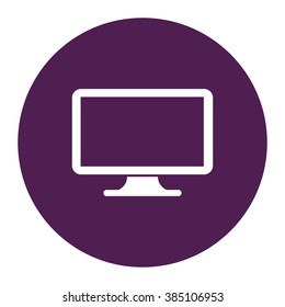 Monoblock Flat Screen Computer. Vector Icon Purple 