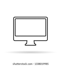 Monoblock icon, pc, comuter witch shadow. Minimalism style. Vector illustration. Outline sketch. image of thin lines. EPS 10