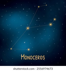 Monoceros constellation: celestial glow in the night sky with bright stars.