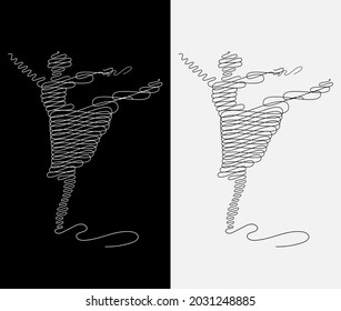 Monochome scribble art ballerina design, good design for tshirt, poster 