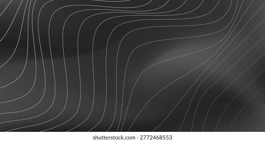 Monochorme metalic surface with wavy lines. Abstract vector illustration