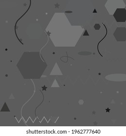 Monochorome Shadows Calm Grey Digital Geometrical Art Illustration. Calm Gray White Vector Background. Gray Black Pastel Ornamental Fabrics. White Monochorome Modern Style Simple Hipster Art.