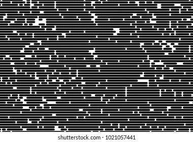 Monochromatic Abstract background, distortion texture, random horizontal black and white lines for design concepts, posters, wallpapers, web, presentations, prints. Vector illustration