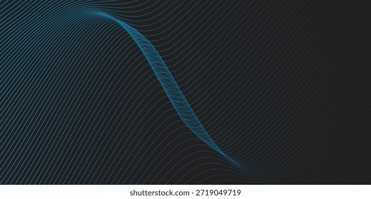 El fondo abstracto monocromático presenta suaves rayas de luz azul en un campo de gradiente oscuro.

