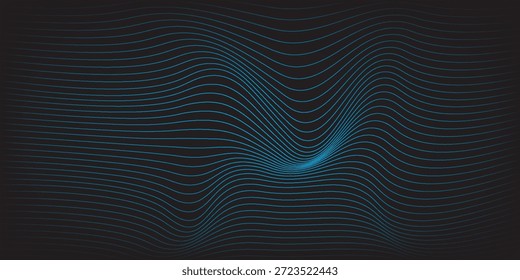 O fundo abstrato monocromático apresenta listras leves azuis suaves em um campo de gradiente escuro.

