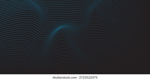 O fundo abstrato monocromático apresenta listras leves azuis suaves em um campo de gradiente escuro.

