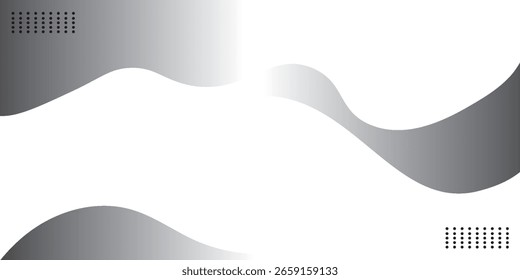Fondo abstracto monocromático con ondas de escala de grises que fluyen y sutiles acentos punteados en las esquinas. Diseño moderno y versátil para diversas aplicaciones